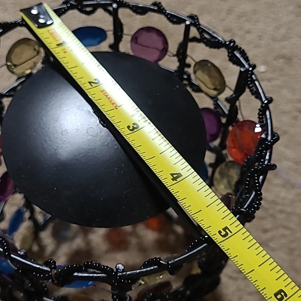 Colorful Beaded Wire Basket Candle Holder